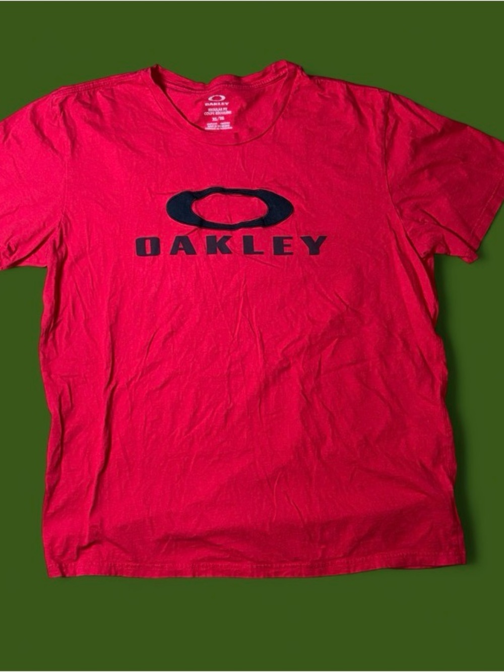 Oakley Red Short-Sleeve Logo Tee with Black Print